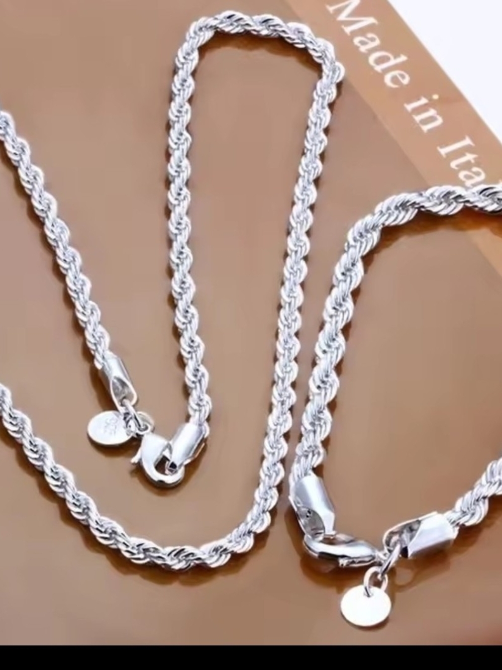 Sterling Silver Rope Chain Necklace - Silver - Picture 4 of 5